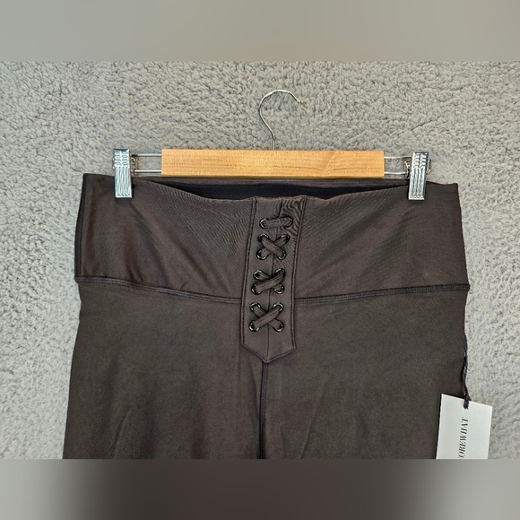 We Wore What Womens Black Lace Up Biker Shorts Sz 31 Corsette Look Athletic - Picture 4 of 14